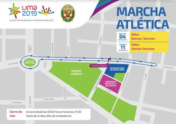 Pan American Games in Lima walking event august 4 and 11 road closures