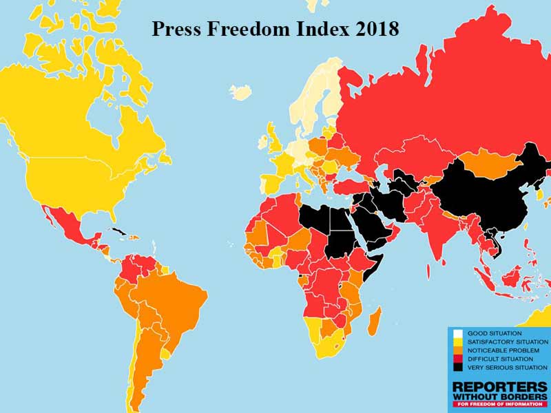 World Press Freedom Index 2018; source: Reporters without Borders