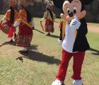 Mickey Mouse joining locals for a traditional dance at the Sacsayhuaman ruins in Cusco, Peru; photo: FB video