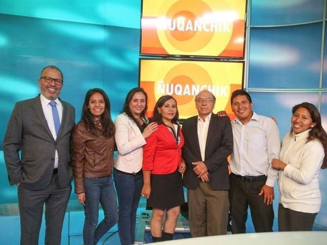 The team of Ñuqanchik, Peru&#039;s first all Quechua speaking news program, broadcasted today for the first time; photo: Andina