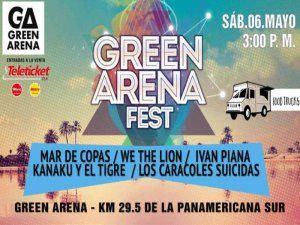 Enjoy a great afternoon and evening with live music on the beach at the Green Arena Fest south of Lima
