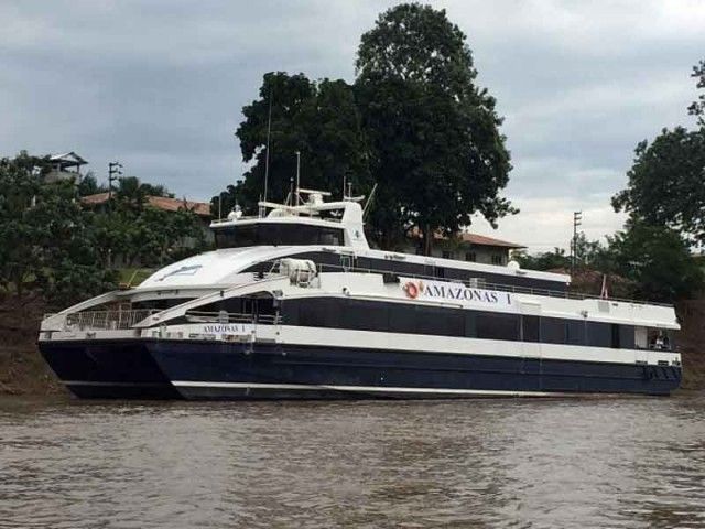 First ferry from Iquitos to the border of Brazil or Colombia