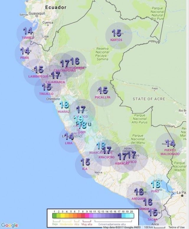 UV radiation in Peru reaches extreme level in February